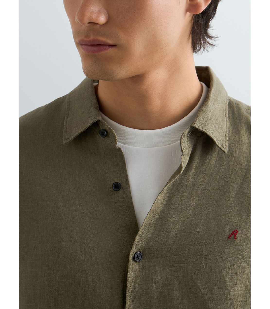 ガーメントダイリネンシャツ 詳細画像 モスグリーン 6